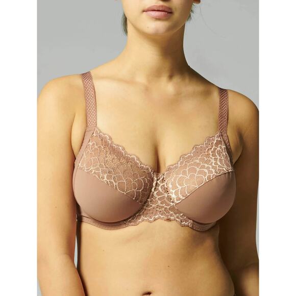 Simone Perele Bra 36F Caresse Full Cup U/W + Large Bikini Panties Coco Brown NWT - Picture 2 of 15